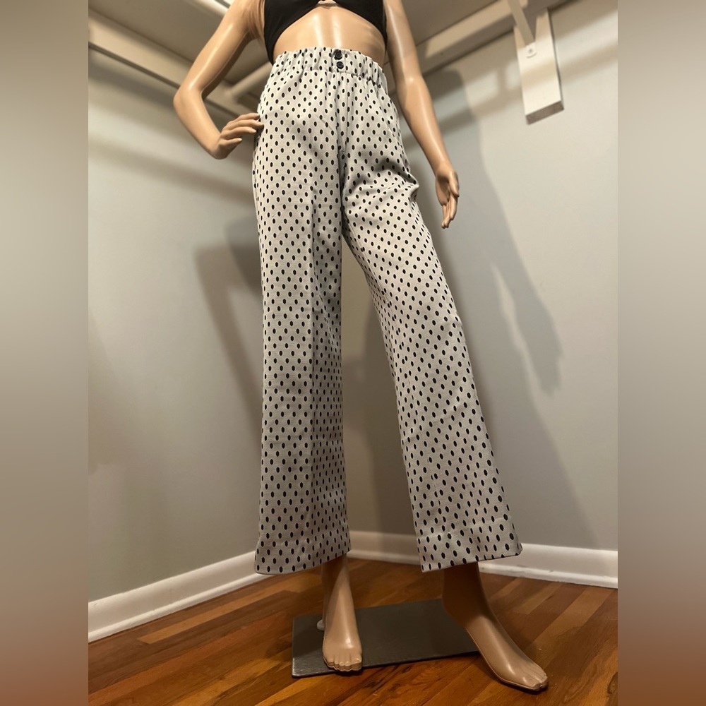 Vintage Polkadot Elastic Waist High waisted Bellbottom 70s Pants XS/XXS